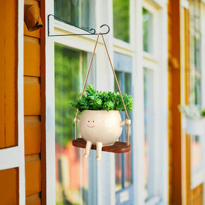 Plant Hanger Baskets Lovely Swing Face Planter Pot Succulent Flower Pots Balcony Wall Hanging Planter - Antique Decore