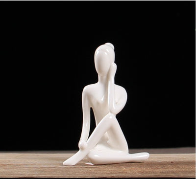 Abstract Art Ceramic Yoga Figurines Porcelain Yog Statue Home Decoration Accessories Office Desktop Ornament - Antique Decore