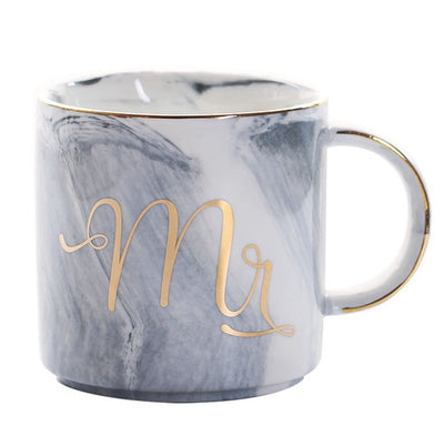 Coffee cup water glass Nordic marbled ceramic mug milk couple breakfast cup home female cup - Antique Decore