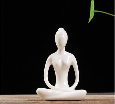 Abstract Art Ceramic Yoga Figurines Porcelain Yog Statue Home Decoration Accessories Office Desktop Ornament - Antique Decore