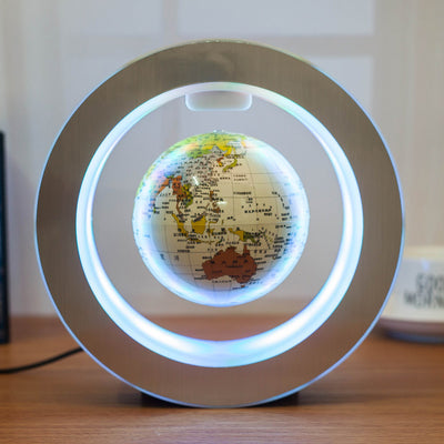 Round LED World Map Floating Globe Magnetic Levitation Light Anti Gravity Magic - Antique Decore