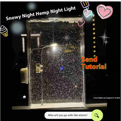 Magic Snowy Landscape Night Lights Small Street Light Snowy Flowing Night DIY Christmas Lights Christmas Desktop Decor Handmade - Antique Decore