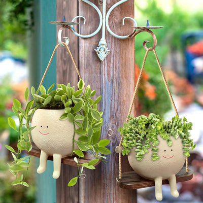 Plant Hanger Baskets Lovely Swing Face Planter Pot Succulent Flower Pots Balcony Wall Hanging Planter - Antique Decore