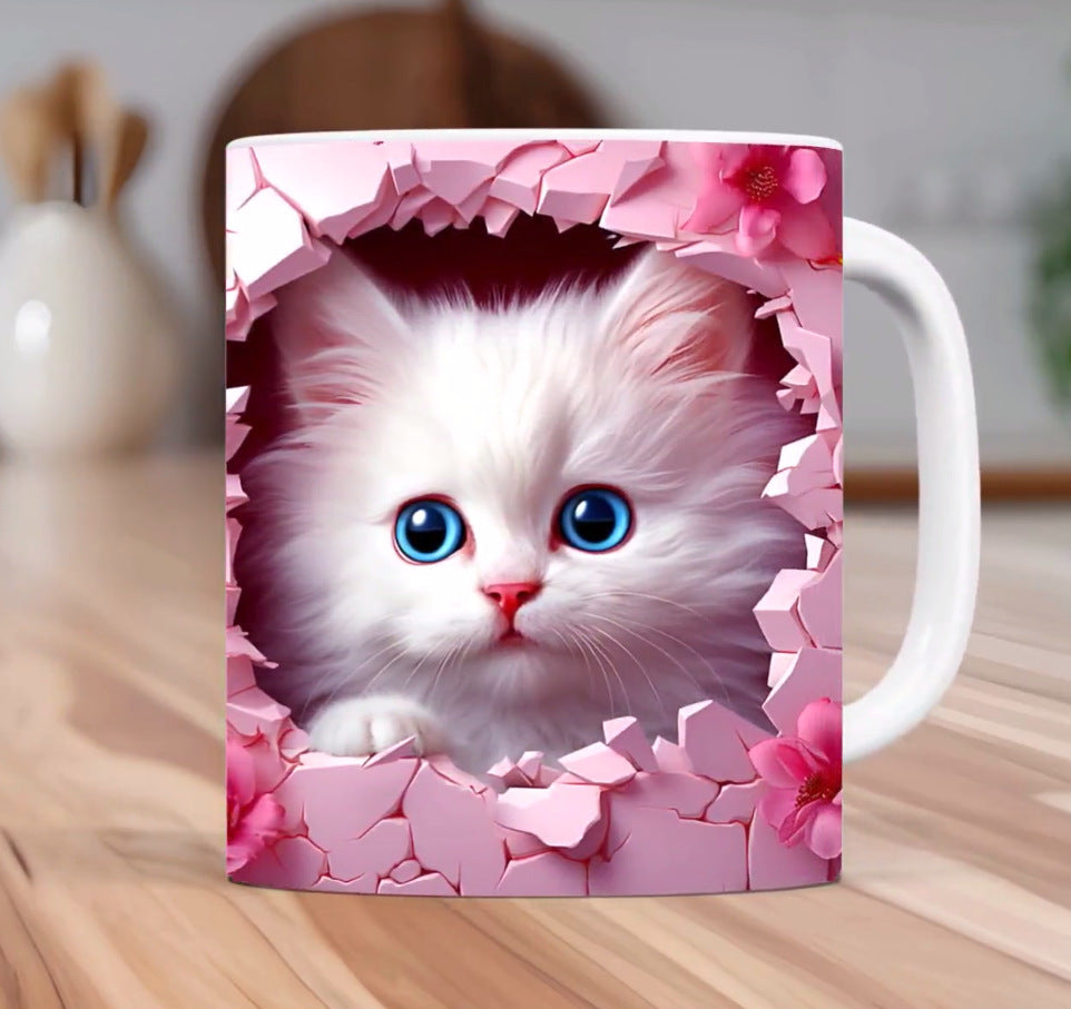 Cat Hollow Wall Ceramic Coffee Mug - Antique Decore