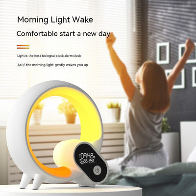Creative Q Light Analog Sunrise Digital Display Alarm Clock Bluetooth Audio Intelligent Wake-up Q Colorful Atmosphere Light - Antique Decore