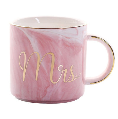 Coffee cup water glass Nordic marbled ceramic mug milk couple breakfast cup home female cup - Antique Decore