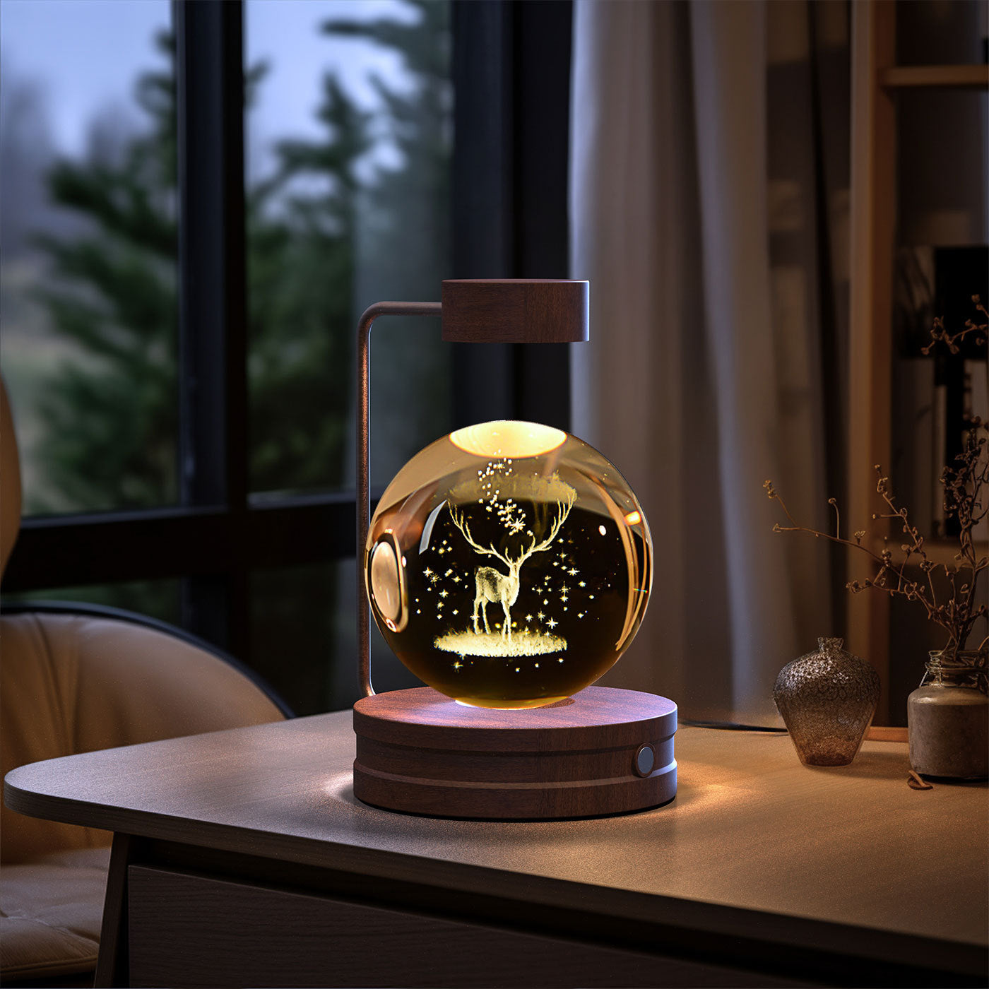 Crystal Ball Cosmic Dinosaur Indoor Night Light USB Power Warm Bedside Light Birthday Gift Night Lamp - Antique Decore