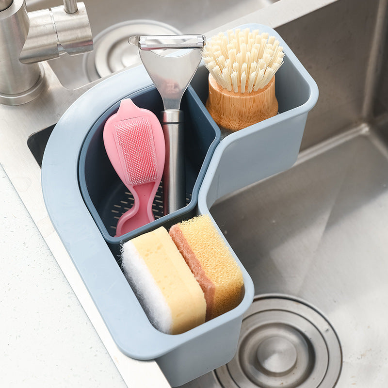 Kitchen Washing Triangular Drain Basket Can Be Divided Into Storage Rack