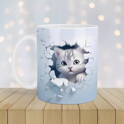 Cat Hollow Wall Ceramic Coffee Mug - Antique Decore
