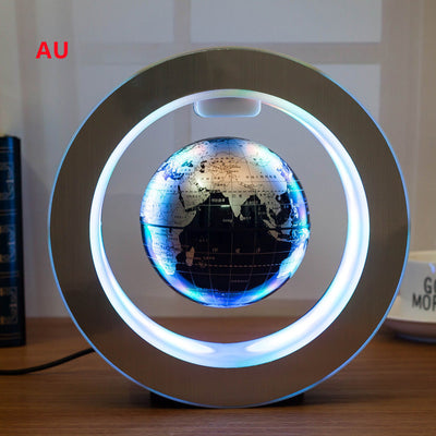 Round LED World Map Floating Globe Magnetic Levitation Light Anti Gravity Magic - Antique Decore