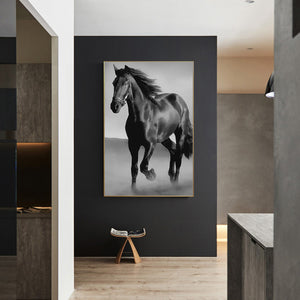 Art Canvas Animal Dark Horse Wall Art Living Room Home Decor - Antique Decore