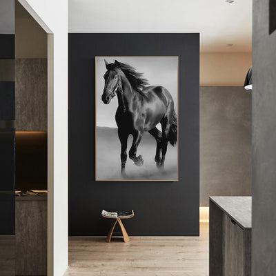 Art Canvas Animal Dark Horse Wall Art Living Room Home Decor - Antique Decore