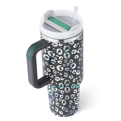 40 Oz Tumbler With Handle Straw Insulated, Stainless Steel Spill Proof Vacuum Coffee Cup Gifts For Valentine Lover