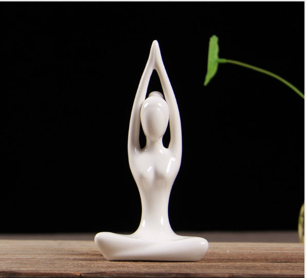 Abstract Art Ceramic Yoga Figurines Porcelain Yog Statue Home Decoration Accessories Office Desktop Ornament - Antique Decore