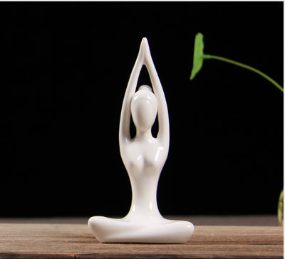 Abstract Art Ceramic Yoga Figurines Porcelain Yog Statue Home Decoration Accessories Office Desktop Ornament - Antique Decore