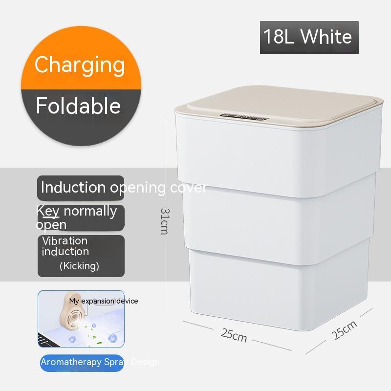 Smart Trash Can With Lid For Bedroom And Living Room Kitchen Storage Box Trash Can Induction Small Car Box Automatic Smart Dustbin Smart Trash Bin - Antique Decore