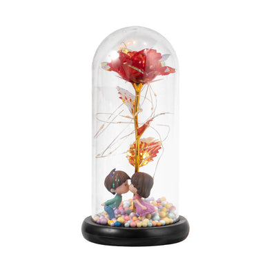 Eternal Rose LED Light Foil Flower In Glass Cover Night Lights Valentines Day Gifts Lamp Decor For For Home Bedroom Wedding Gift Valentine's Day Gifts - Antique Decore