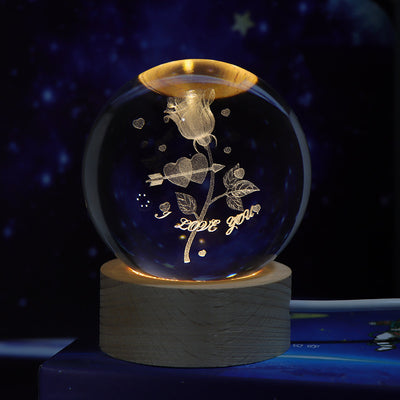 Luminous Starry Sky And Planets Moon Moon Crystal Ball Small Night Lamp Projection Ambience Light Creative Gift New Strange Gift - Antique Decore