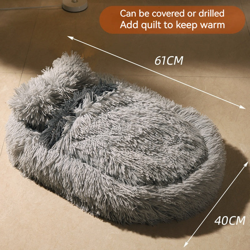 Long Wool Oval Plus Quilt Warm Cat Dog Nest More Than Pets Bed Colors Winter Pet Products - Antique Decore
