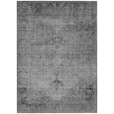 5' X 8' Gray Silver And Charcoal Oriental Washable Indoor Outdoor Area Rug-1