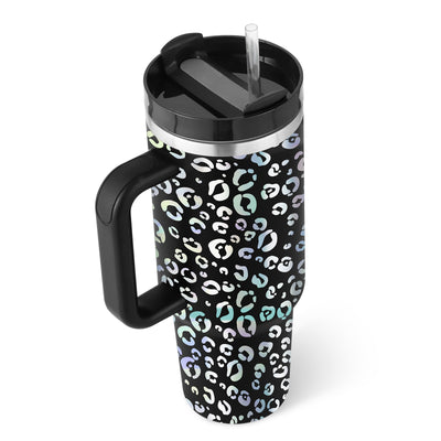 40 Oz Tumbler With Handle Straw Insulated, Stainless Steel Spill Proof Vacuum Coffee Cup Gifts For Valentine Lover