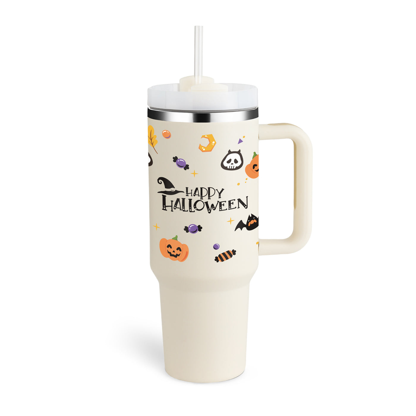 40 Oz Tumbler With Handle Straw Insulated, Stainless Steel Spill Proof Vacuum Coffee Cup Gifts For Valentine Lover