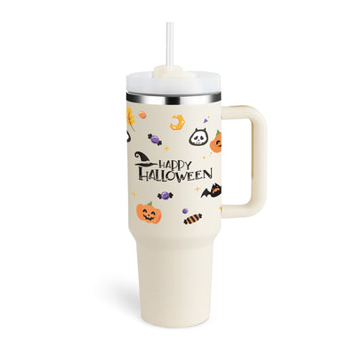 40 Oz Tumbler With Handle Straw Insulated, Stainless Steel Spill Proof Vacuum Coffee Cup Gifts For Valentine Lover