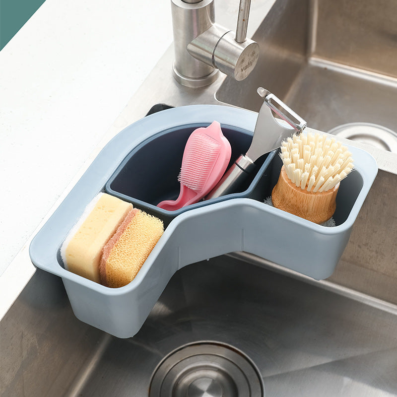 Kitchen Washing Triangular Drain Basket Can Be Divided Into Storage Rack