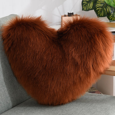 Throw Pillows Heart Shape Long Plush Fluffy Shaggy Cushion Cover Sofa Cushions Decorative Pillow Covers Pillowcase White - Antique Decore