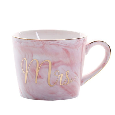 Coffee cup water glass Nordic marbled ceramic mug milk couple breakfast cup home female cup - Antique Decore