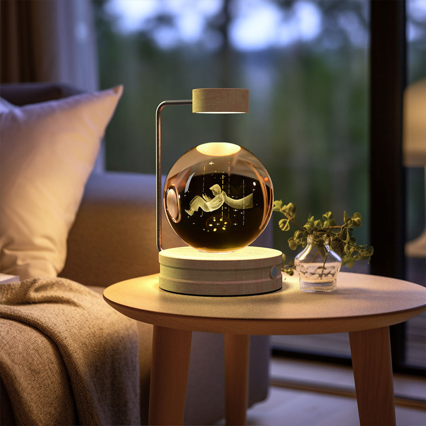 Crystal Ball Cosmic Dinosaur Indoor Night Light USB Power Warm Bedside Light Birthday Gift Night Lamp - Antique Decore