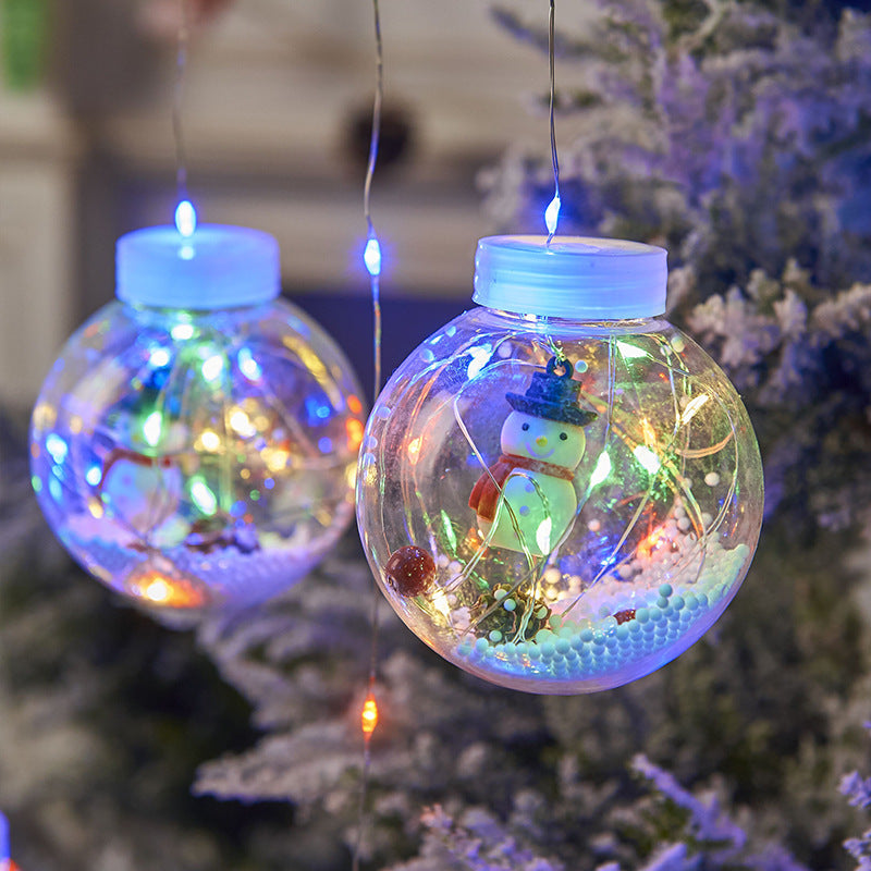 10PCS LED Christmas Curtain Lamp Fairy Snowman Wishing Ball Lamp String Christmas Window Decoration Christmas Light Room - Antique Decore