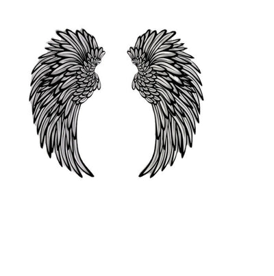 Carved Metal Wall Decor Art With Light Angel Wings Decoration - Antique Decore