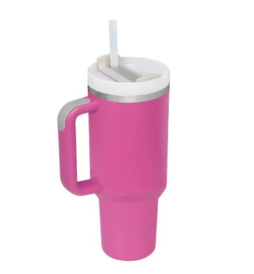 40 Oz Tumbler With Handle Straw Insulated, Stainless Steel Spill Proof Vacuum Coffee Cup Gifts For Valentine Lover