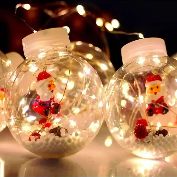 10PCS LED Christmas Curtain Lamp Fairy Snowman Wishing Ball Lamp String Christmas Window Decoration Christmas Light Room - Antique Decore