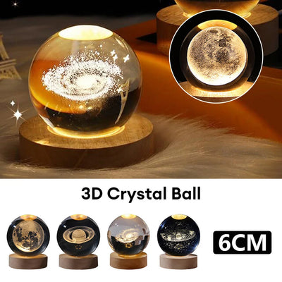 Luminous Starry Sky And Planets Moon Moon Crystal Ball Small Night Lamp Projection Ambience Light Creative Gift New Strange Gift - Antique Decore