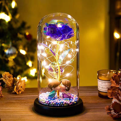Eternal Rose LED Light Foil Flower In Glass Cover Night Lights Valentines Day Gifts Lamp Decor For For Home Bedroom Wedding Gift Valentine's Day Gifts - Antique Decore