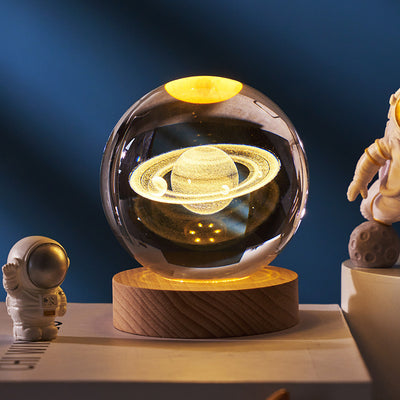Luminous Starry Sky And Planets Moon Moon Crystal Ball Small Night Lamp Projection Ambience Light Creative Gift New Strange Gift - Antique Decore