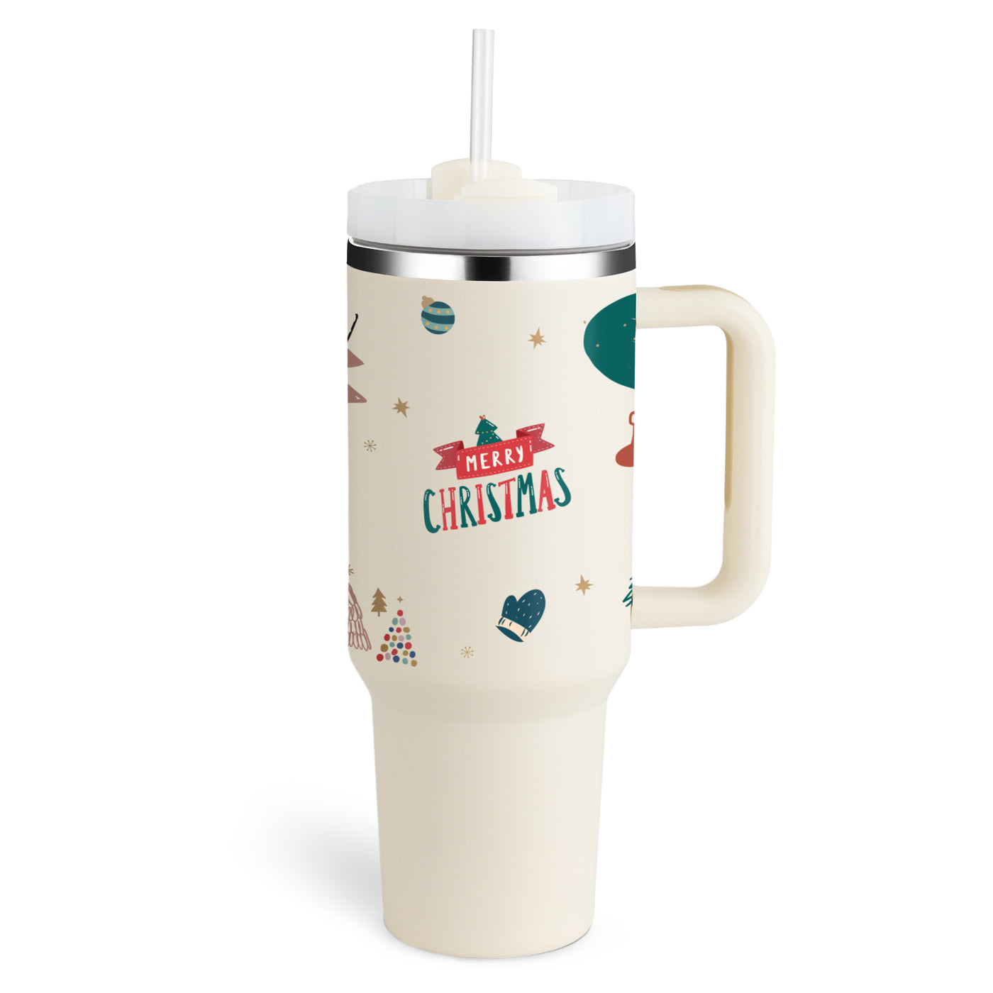 40 Oz Tumbler With Handle Straw Insulated, Stainless Steel Spill Proof Vacuum Coffee Cup Gifts For Valentine Lover