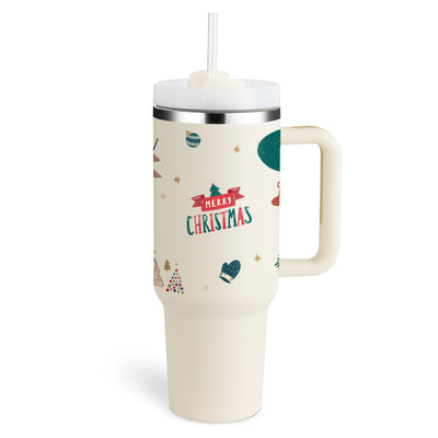 40 Oz Tumbler With Handle Straw Insulated, Stainless Steel Spill Proof Vacuum Coffee Cup Gifts For Valentine Lover