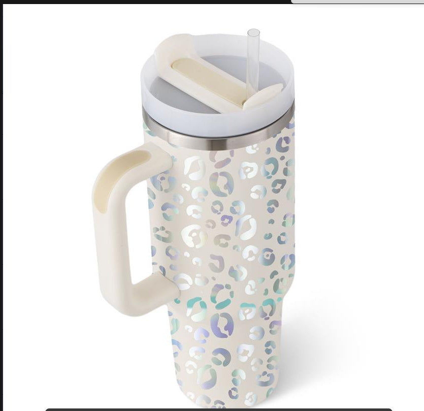 40 Oz Tumbler With Handle Straw Insulated, Stainless Steel Spill Proof Vacuum Coffee Cup Gifts For Valentine Lover