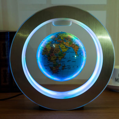Round LED World Map Floating Globe Magnetic Levitation Light Anti Gravity Magic - Antique Decore
