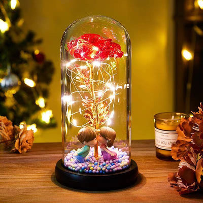 Eternal Rose LED Light Foil Flower In Glass Cover Night Lights Valentines Day Gifts Lamp Decor For For Home Bedroom Wedding Gift Valentine's Day Gifts - Antique Decore