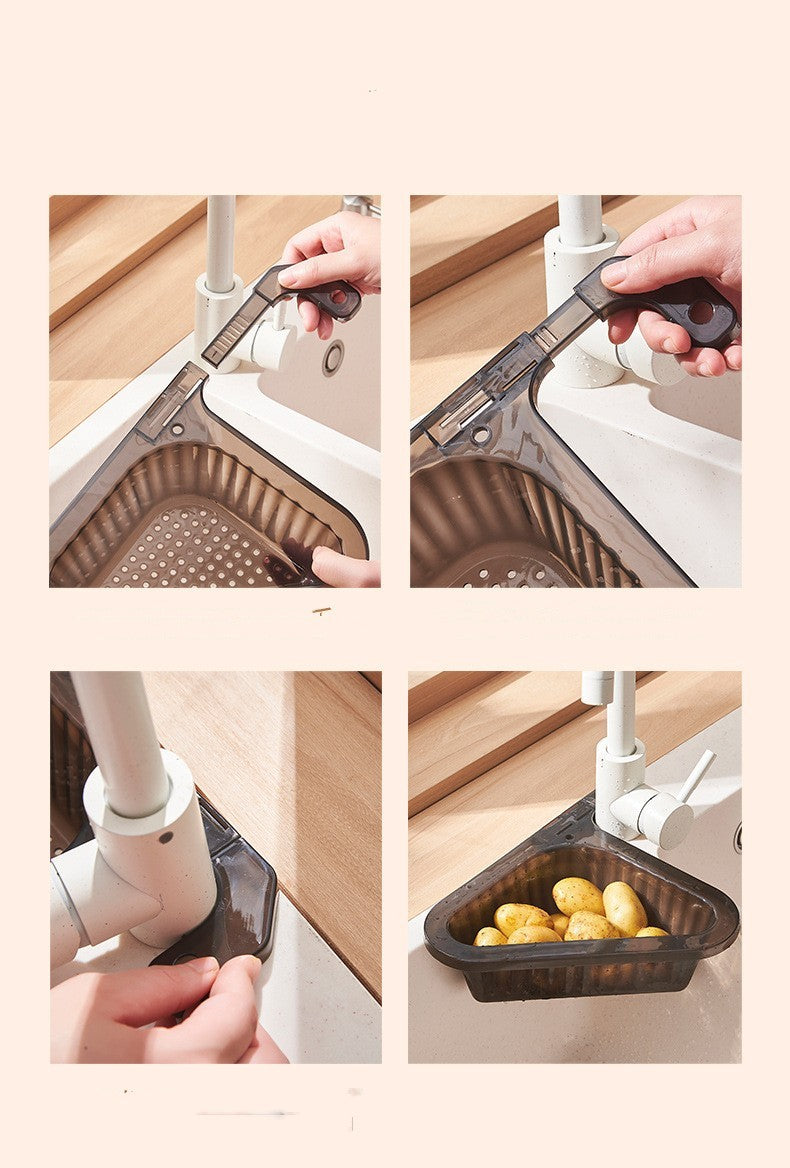 Semitransparent Triangular Food Residue Draine Rack For Household Use