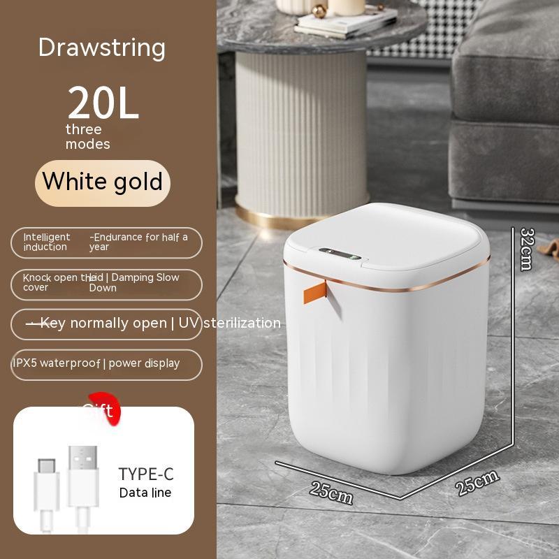 Smart Trash Can With Lid For Bedroom And Living Room Kitchen Storage Box Trash Can Induction Small Car Box Automatic Smart Dustbin Smart Trash Bin - Antique Decore