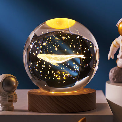 Luminous Starry Sky And Planets Moon Moon Crystal Ball Small Night Lamp Projection Ambience Light Creative Gift New Strange Gift - Antique Decore