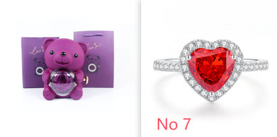 Eternal Rose Teddy Bear Gifts Box With Necklace Rotate Rose Jewelry Box Valentine Wedding Storage Gift Case For Women Girlfriend - Antique Decore