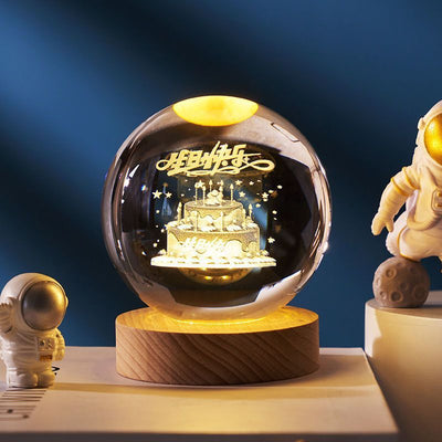 Luminous Starry Sky And Planets Moon Moon Crystal Ball Small Night Lamp Projection Ambience Light Creative Gift New Strange Gift - Antique Decore