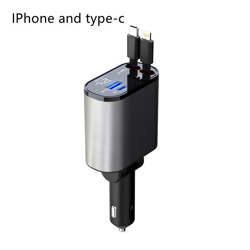 Metal Car Charger 100W Super Fast Charging Car Cigarette Lighter USB And TYPE-C Adapter - Antique Decore
