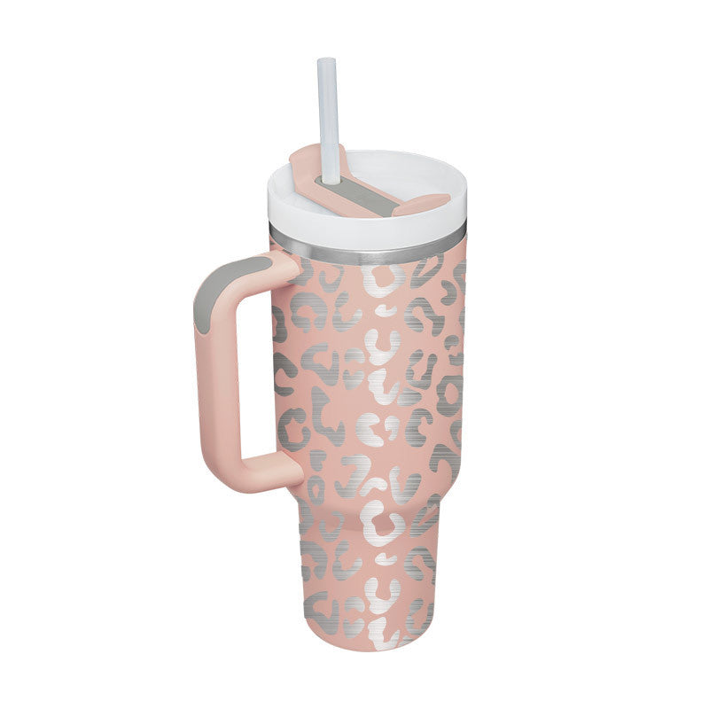 40 Oz Tumbler With Handle Straw Insulated, Stainless Steel Spill Proof Vacuum Coffee Cup Gifts For Valentine Lover